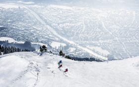 Skiing on the Nordkette above Innsbruck