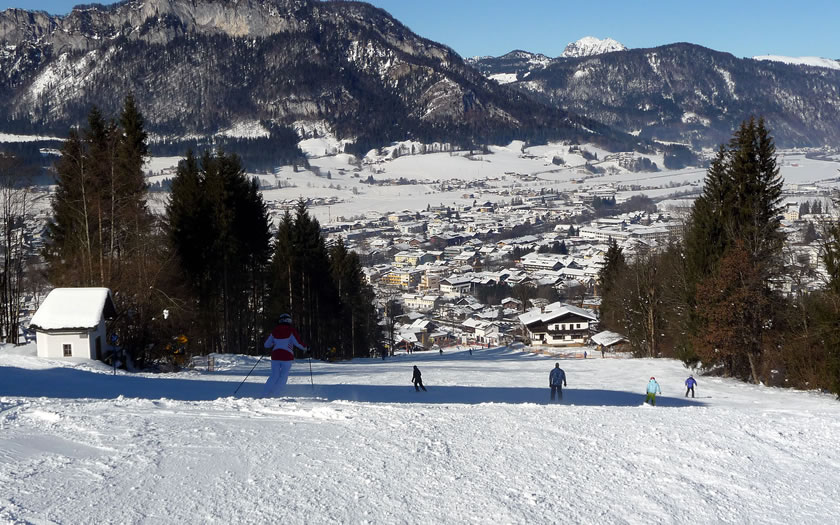 Skiing above St Johann in Tirol